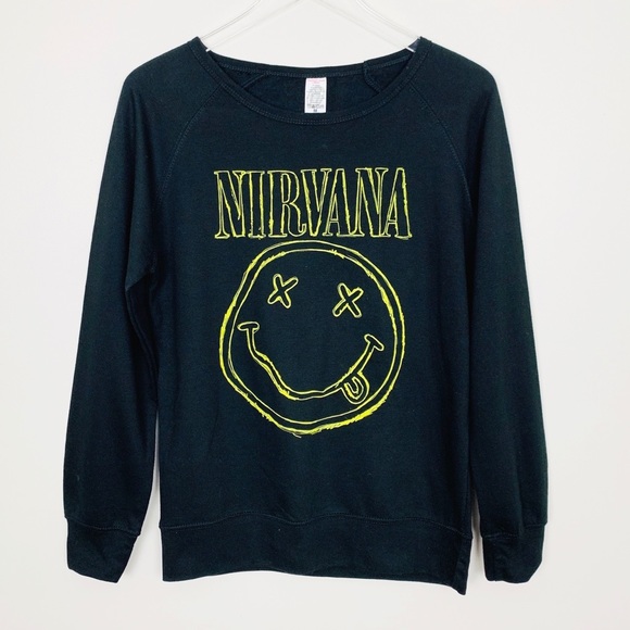 Tops - NIRVANA | Smiley Face Logo Graphic Band Sweatshirt